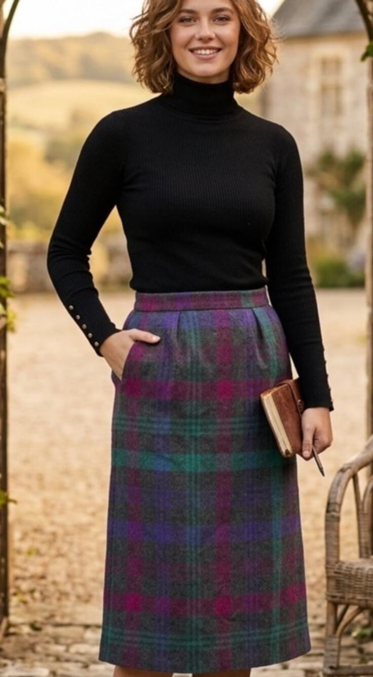 Vintage Country Suburbans wool plaid skirt